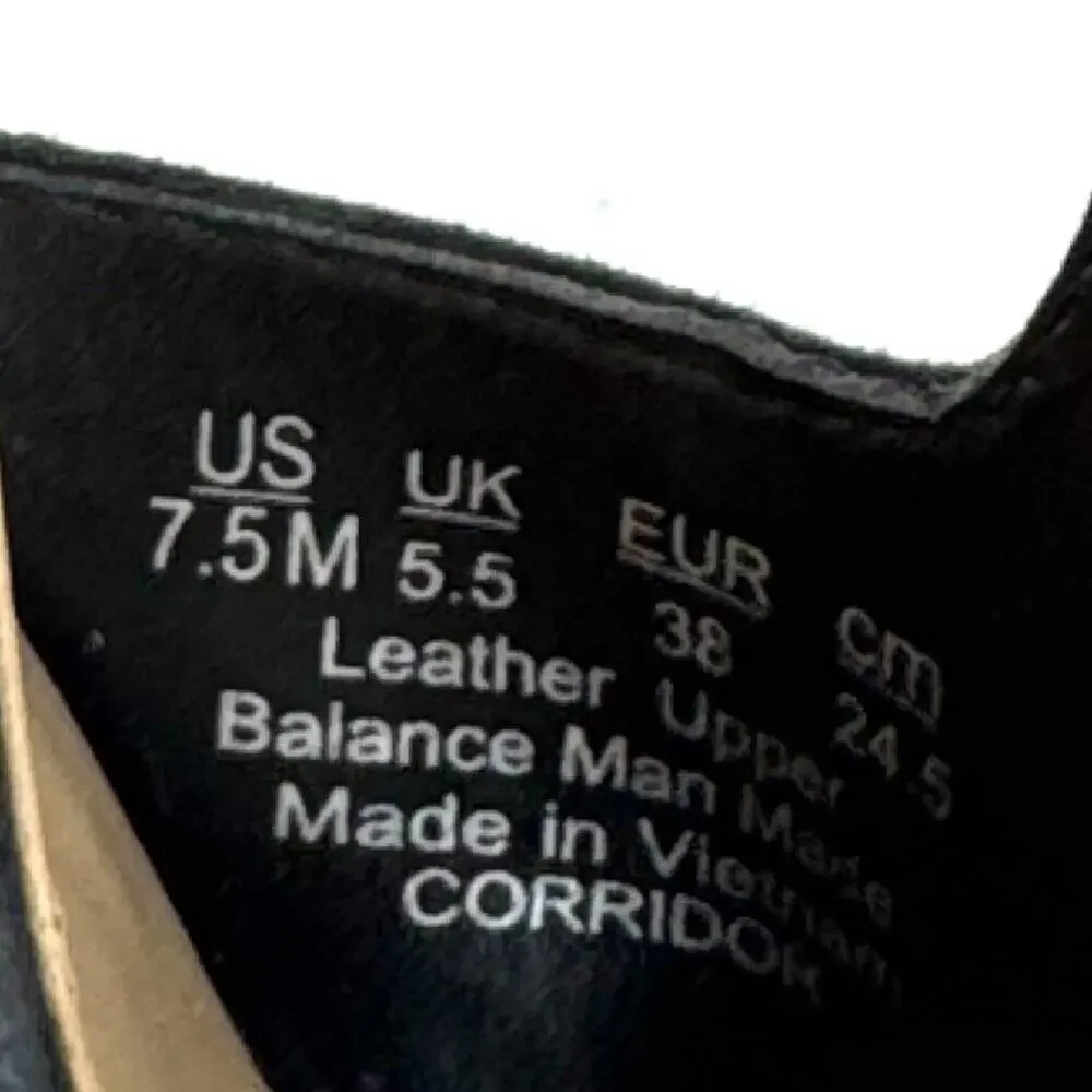 Franco Sarto Corridor Leather‎ T-Strap Cork Wedge Sandals Black Size 7.5